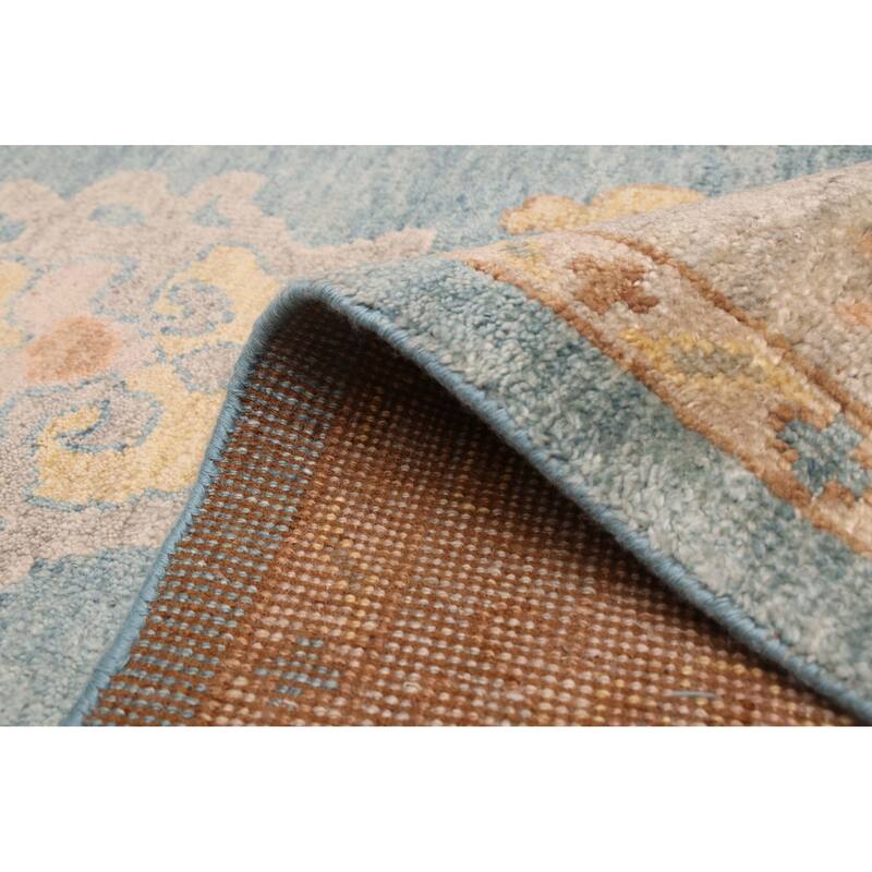 ECARPETGALLERY Hand-knotted Modern Oushak Sky Blue Wool Rug - 9'1 x 12'3