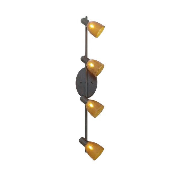 Eglo Benita 4-Light Oil Rubbed Bronze Flush Mount Track Light with Amber Glass. Opens flyout.