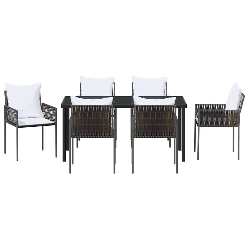vidaXL Garden Dining Set Brown and Black PE Rattan