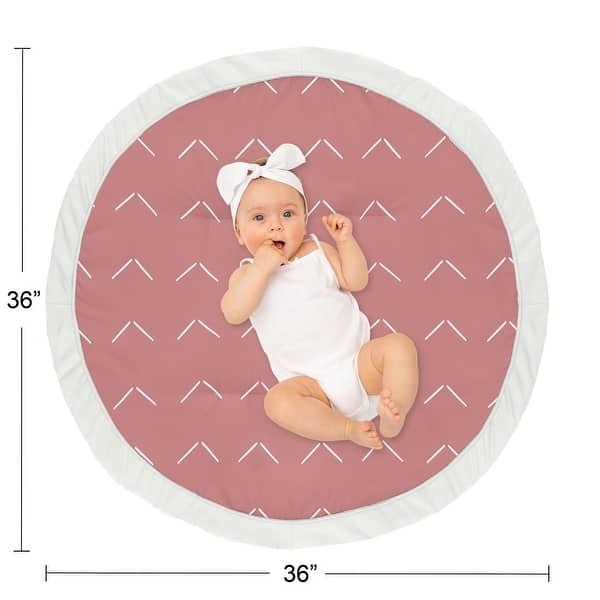 Sweet Jojo Designs Mauve Pink Boho Arrow Girl Baby Tummy Time Playmat Dark Rose Ivory Modern Bohemian Farmhouse Shabby Chic