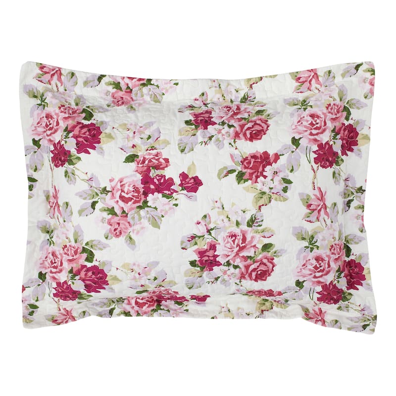 Laura Ashley Lidia Cotton Reversible Pink Quilt Set