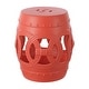 preview thumbnail 26 of 78, Lucky Coins 16" Chinese Ceramic Drum Garden Stool Matte Coral