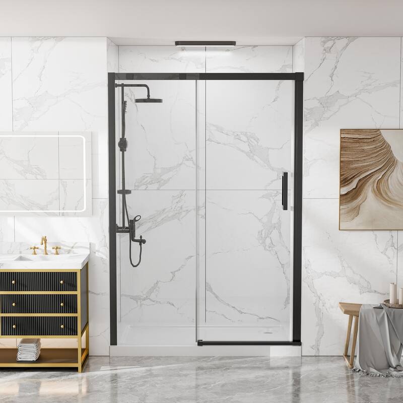 Modland 56-60''x 74'' Sliding Shower Door - 56''-60''x 74'' - Matte Black