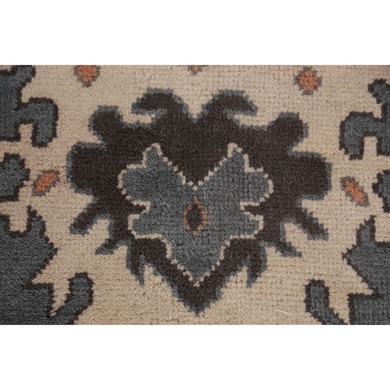 Gray Ivory Oushak Indian Large Rug Hand-Knotted Wool Carpet - 10'2" x 13'11"