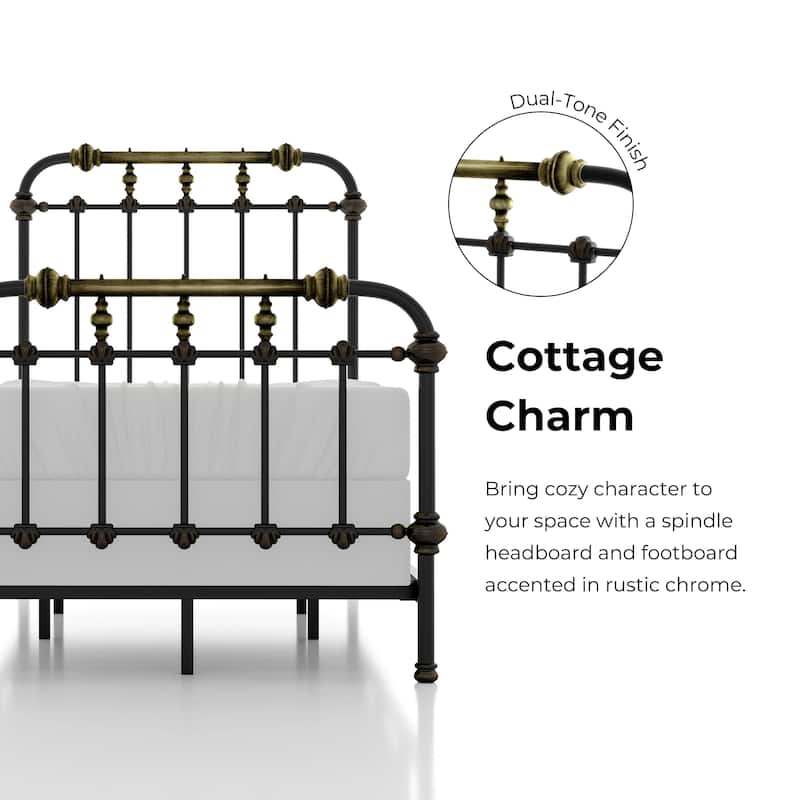 Furniture of America Pall Modern Metal Spindle Panel Bed
