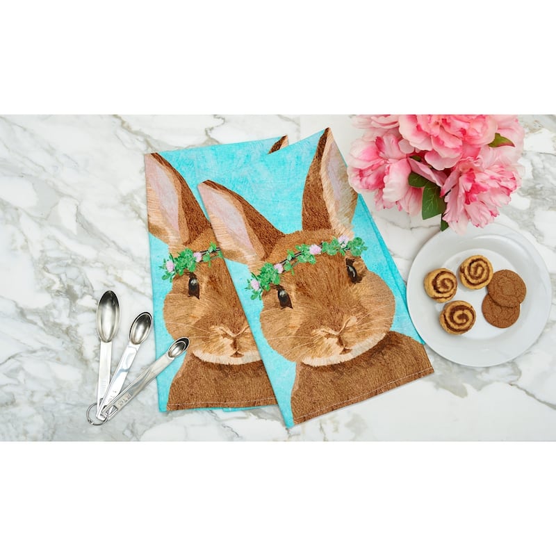 Clover Easter Bunny Printed Flour Sack Kitchen Towel