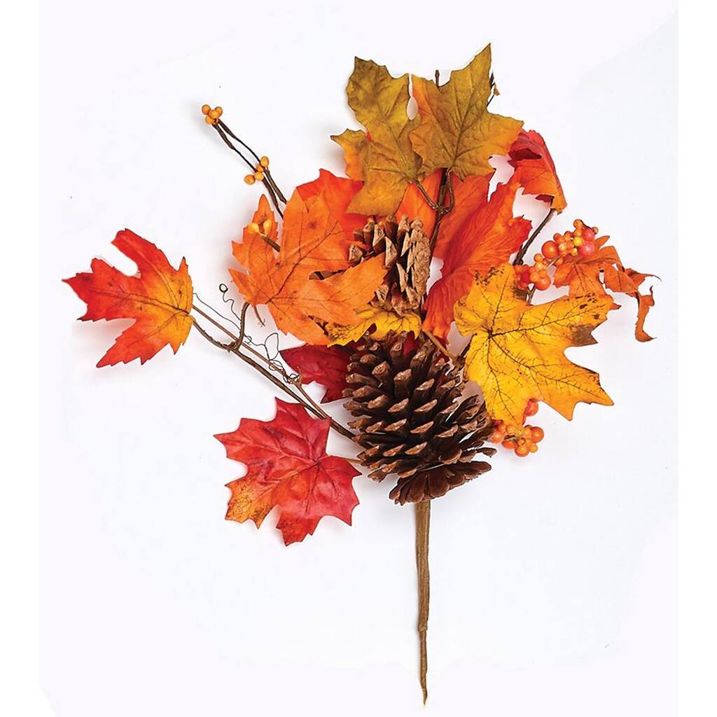 16" Maple Pick w/ Pine Cone and Berry, Set of 3 - Multicolor