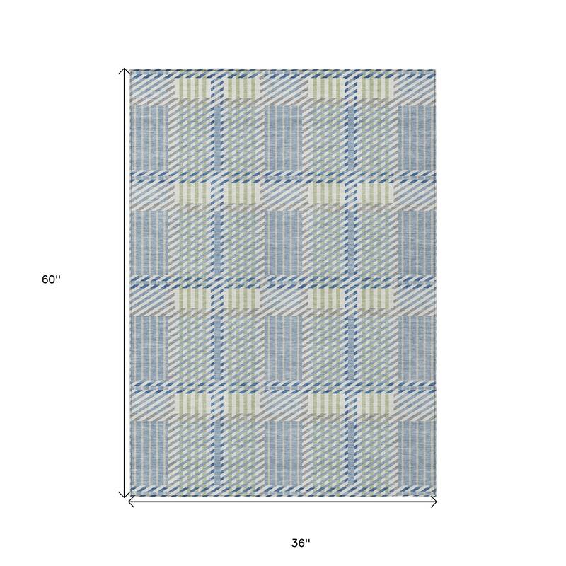 HomeRoots Plaid Transitional Rectangle Outdoor Rug