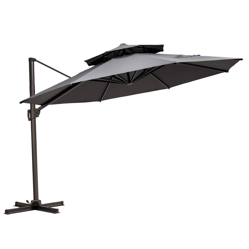 Crestlive Outdoor Luxury 11.5 Ft Patio Cantilever Umbrella with Tilting & Rotating Shading Area