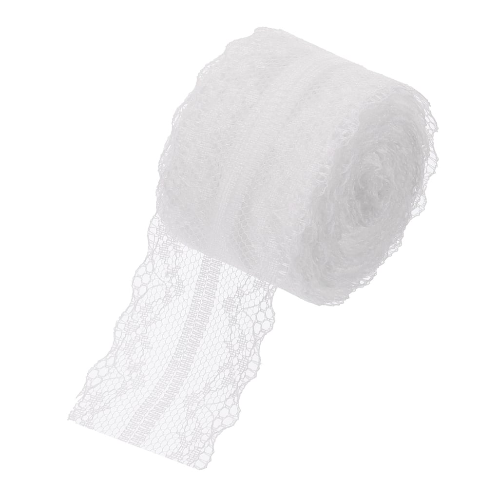 1.6 Inch Wide 11 Yard Lace Ribbon Light White Lace Trim Ribbon - Light White