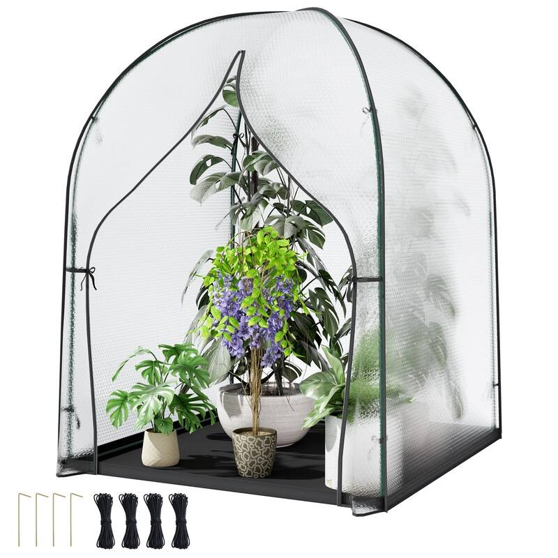 Portable Greenhouse for Outdoors, Bubble Film Cover, Zippered Door