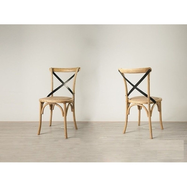 Galdon Cross Back Rattan Upholstered Chair Set of 2 On Sale