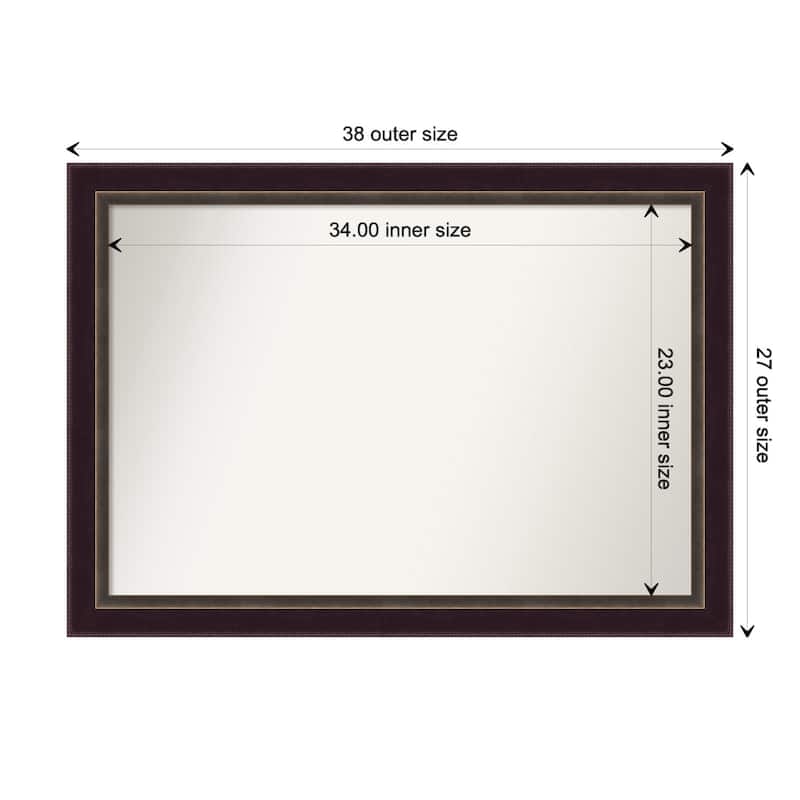 Signore Bronze Framed Non-Beveled Custom Wall Mirror, Bathroom Vanity Mirror - Outer Size: 38.25 x 27.25