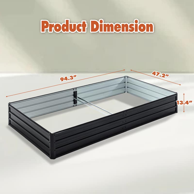 Galvanized Raised Garden Beds Outdoor/8×4×1 ft Planter Raised Beds for Gardening, Vegetables, Flowers/Large Metal Garden Box