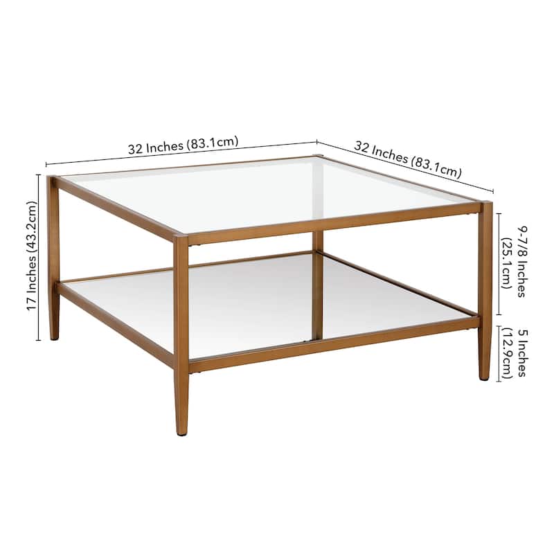 Hera Square Coffee Table with Mirror Bottom Shelf