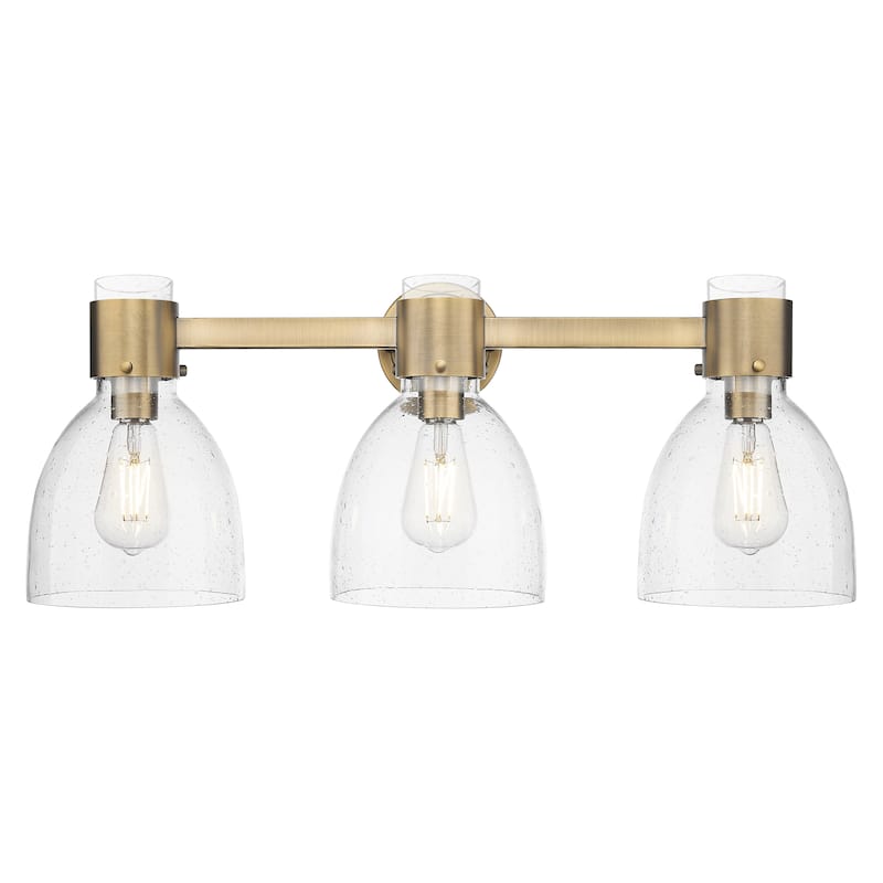 Innovations Lighting Downtown Urban - Lawton Bell - 3 Light 24" Wall-Mounted Bath Vanity Light - Brushed Brass/Seedy