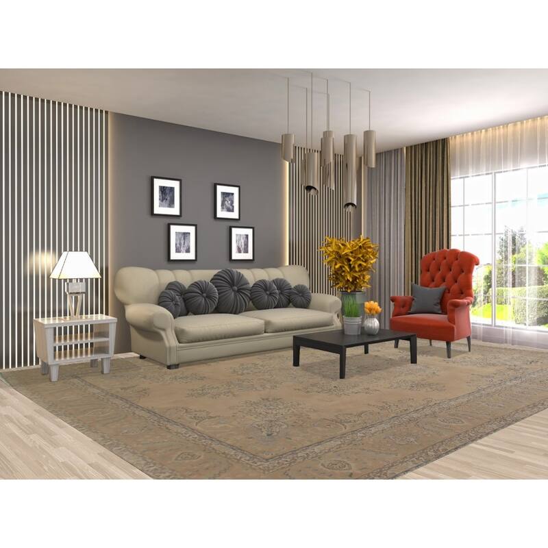 Brown Tabriz Persian Antique Area Rug Hand-knotted Wool Carpet - 9'6" x 12'9"