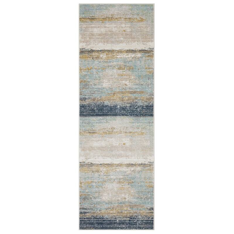 Calliope Textural Distressed Ombre Blue/ Beige Area Rug