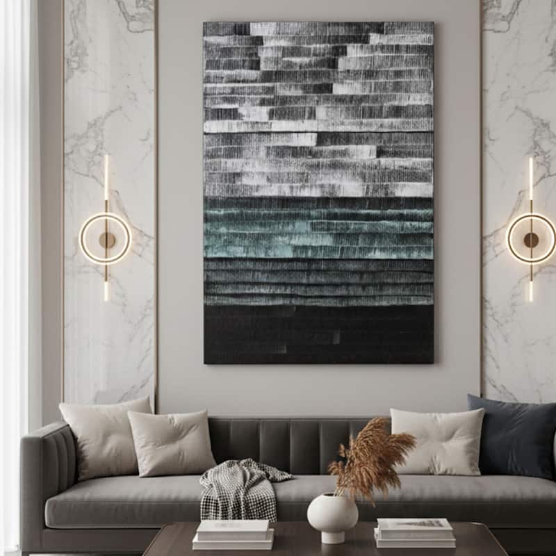 Gradient Hand Painted Abstract Vertical Textured Canvas Wall Art 47x31