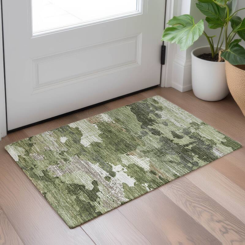 Machine Washable Indoor/ Outdoor Abstract Casual Chantille Rug
