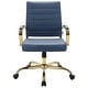 preview thumbnail 10 of 14, Benmar Ribbed PU Leather Office Chair - Ergonomic Swivel Desk Chair - Chrome Gold Steel Base Executive Computer Seat