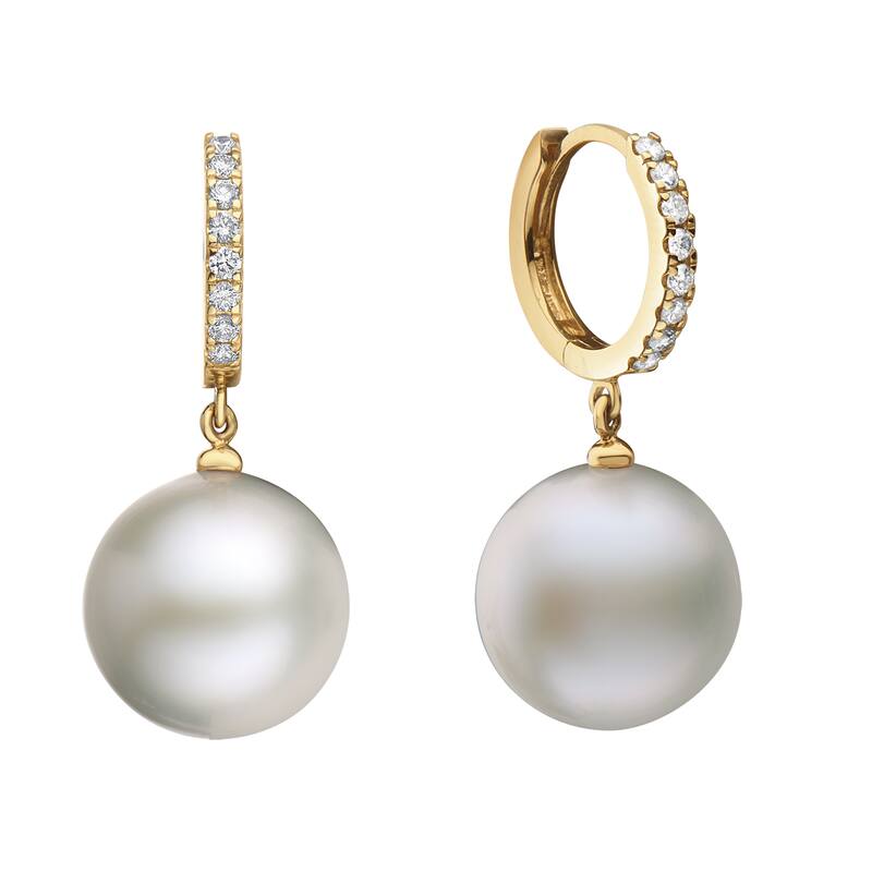 EFFY 14K Yellow Gold Diamond and Freshwater Pearl Earrings