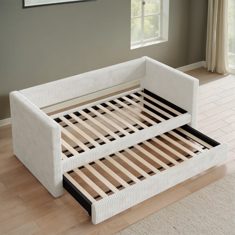 Corvus Somme Corduroy Upholstered Daybed with Trundle