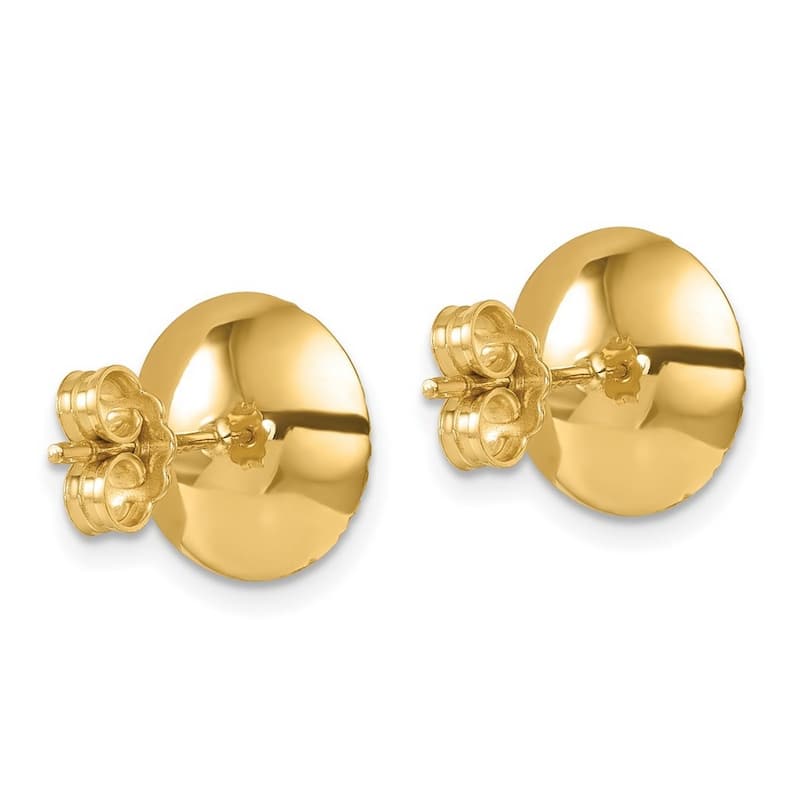 Curata 14k Yellow Gold 11.5mm Textured Puffed Circle Post Earrings