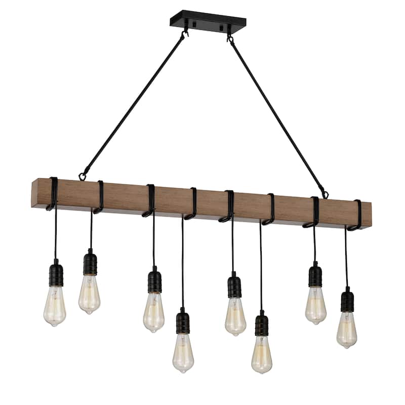 Irma 8-light Natural Wooden Beam Linear Chandelier