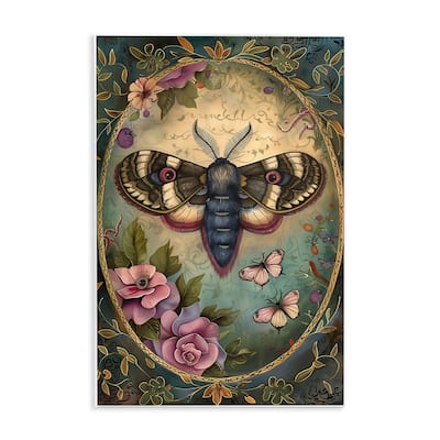 Stupell Vintage Moth & Floral Border Wall Plaque Art Design By The Dutch Lady