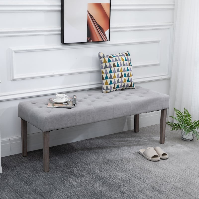 HOMCOM SimpleTufted Upholstered Ottoman Accent Bench with Soft Comfortable Cushion & Fashionable Modern Design
