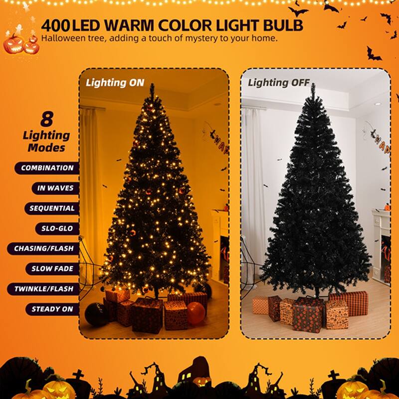 Artificial Hinged Christmas Tree with Remote Control for Holiday