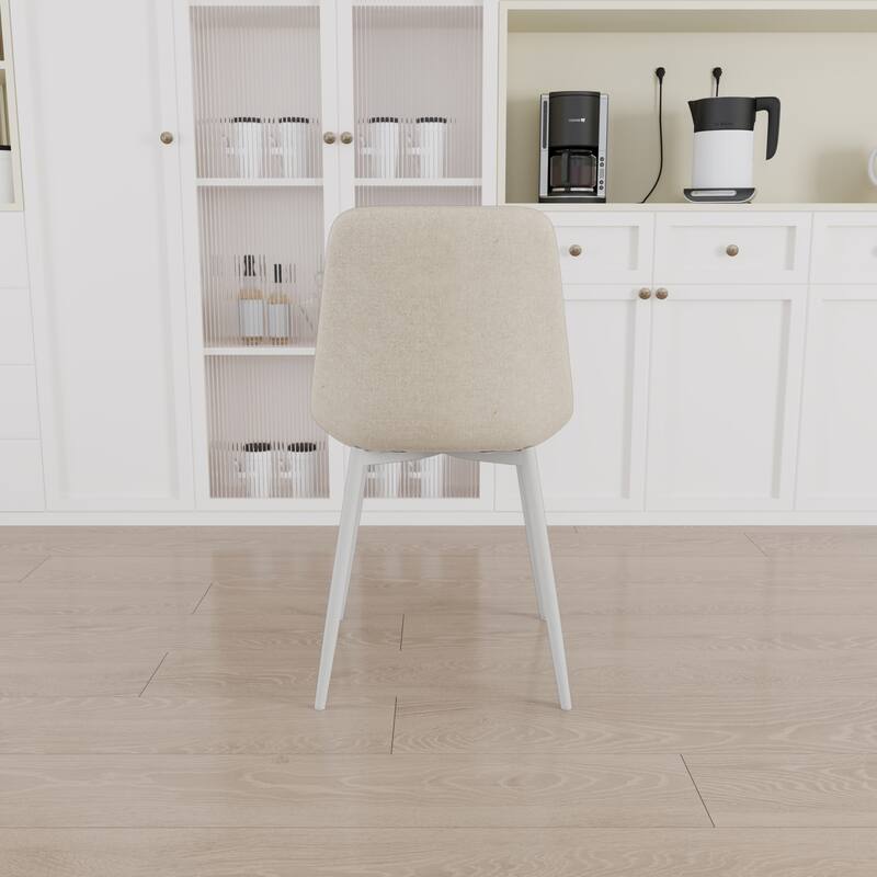 Linen 4 Piece Kitchen Dining Chair Set with Cushions, Metal Legs, Anti Scratch Foot Pads for Dining Room Kitchen Living Room
