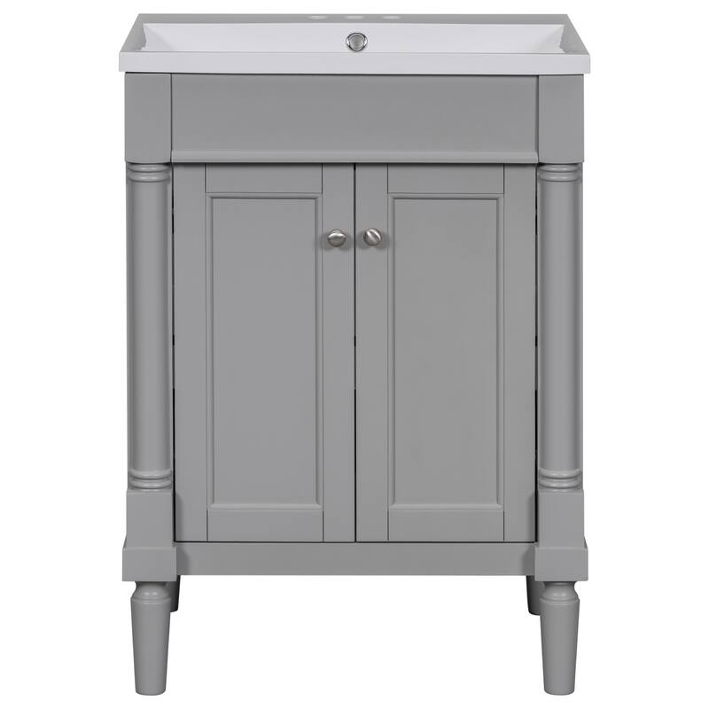 24'' Bathroom Vanity with Top Sink, 2-Tier Modern Bathroom Storage Cabinet