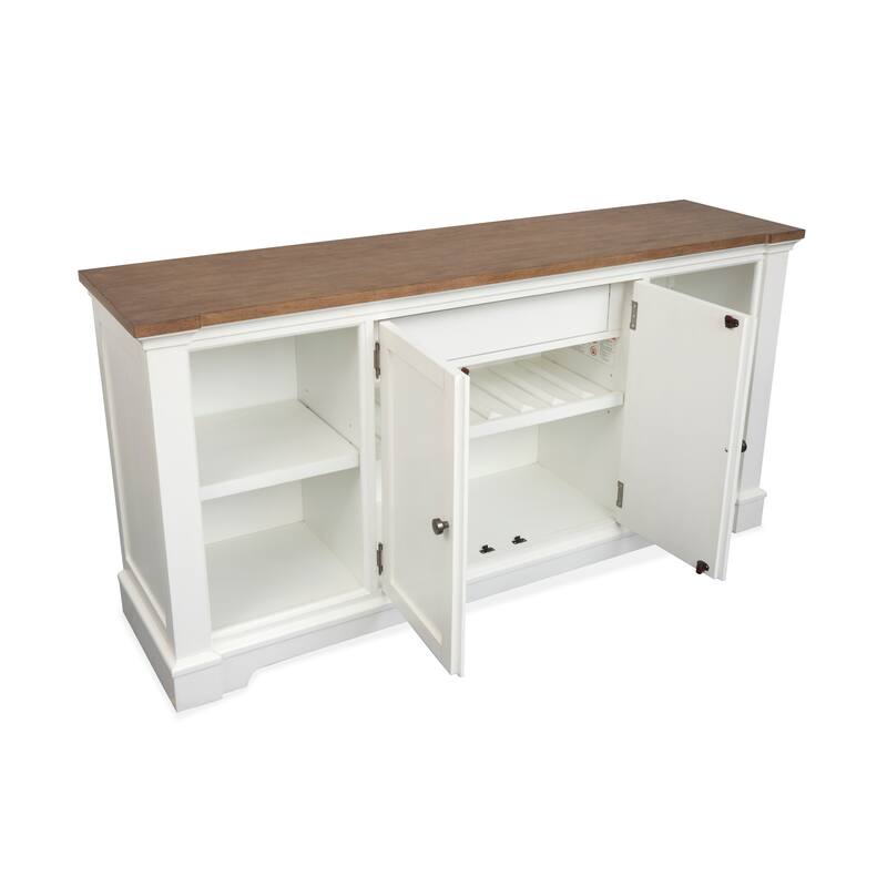 Magnussen Home Kingston Whisper White And Cerused Nutmeg Credenza - 68''W x 18''D x 34''H