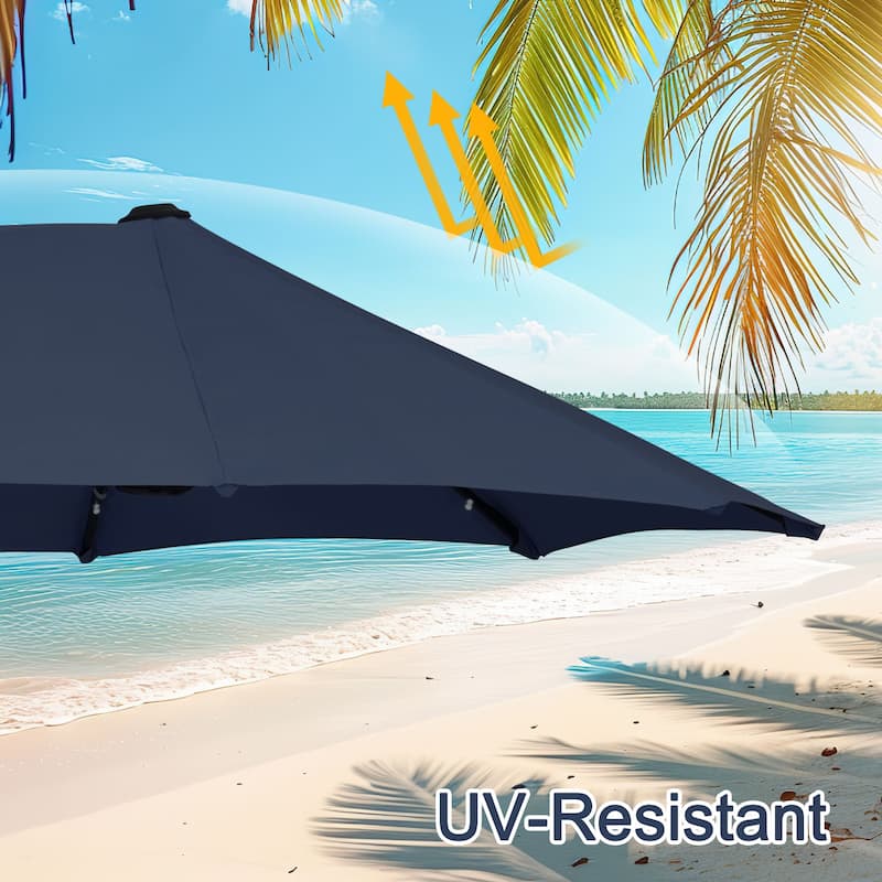 Autlaycil 13ft Extra Large Patio Umbrella with Solar Lights(Without Base)