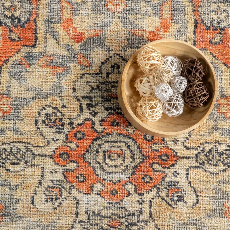Nuloom Esmeralda SpinClean Distressed Medallion Area Rug