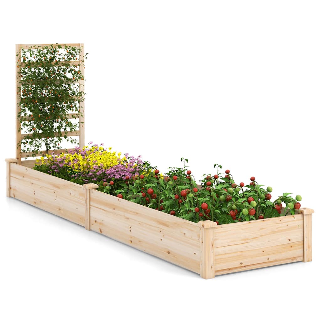 Gymax Raised Garden Bed Wooden Planter Box with Divided Space for