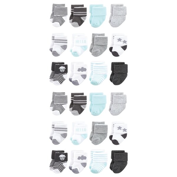 Hudson Baby Cotton Rich Baby Terry Socks 24-Pack, Sheep, 6
