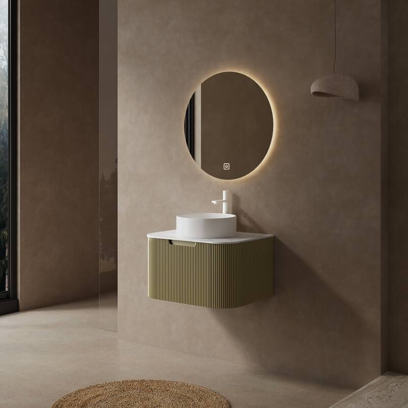 Modland Wall Mounted 24/30/36inch Bathroom Vanity Vessel Sink Combo Cabinet Vanity Set, Floating Vanity ror Bathroom - 24inch