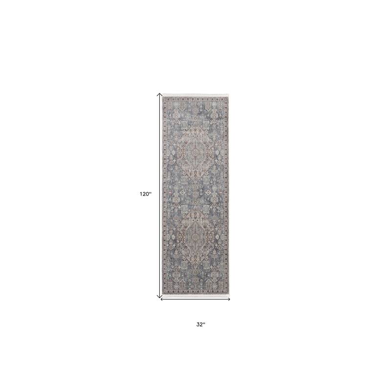 Wele Power Loomed Floral Traditional Stain Resistant Low Pile with Fringe Durable Area Rug By HomeRoots - 10' Runner