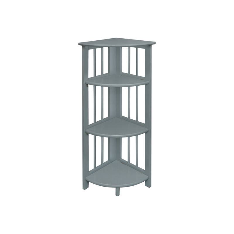 Mission 4-shelf Corner Folding 100% Solid Wood Bookcase