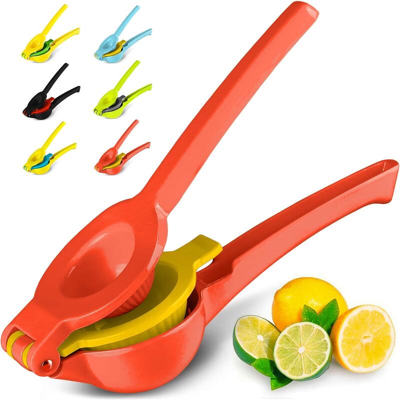 Zulay Kitchen Metal 2-In-1 Lemon Squeezer Manual - Red & Yellow