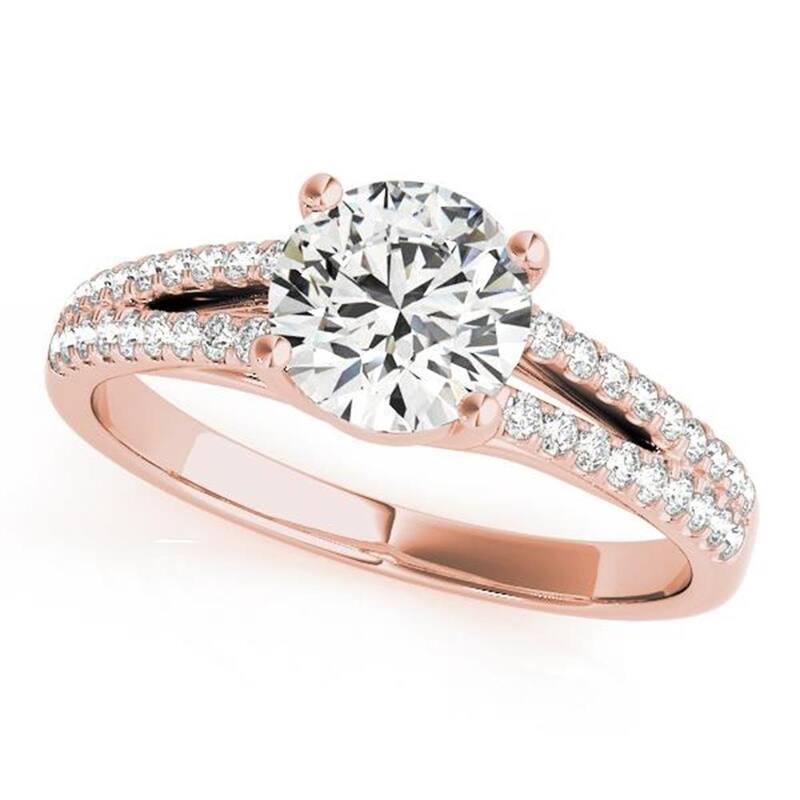 Auriya 14k Gold 1ctw Moissanite and Diamond Engagement Ring 1/5ct TDW