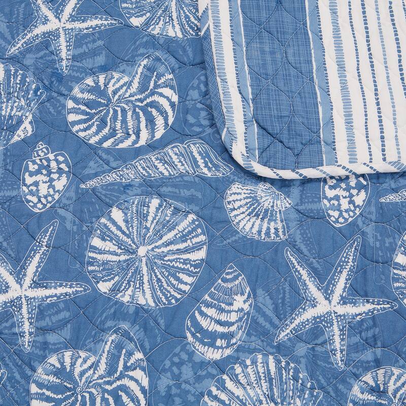 DESIGN STUDIO Mare Blue Soft Cotton Reversible Quilt Set
