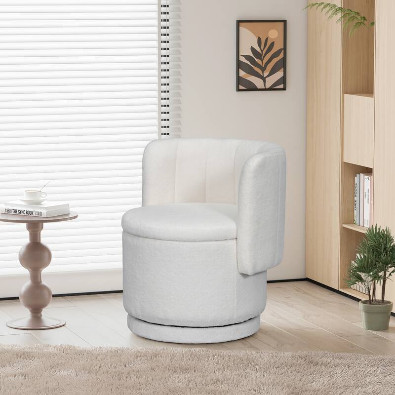 Boucle Fabric Swivel Accent Chair wStorage Space,for Living Room,Gray - Beige