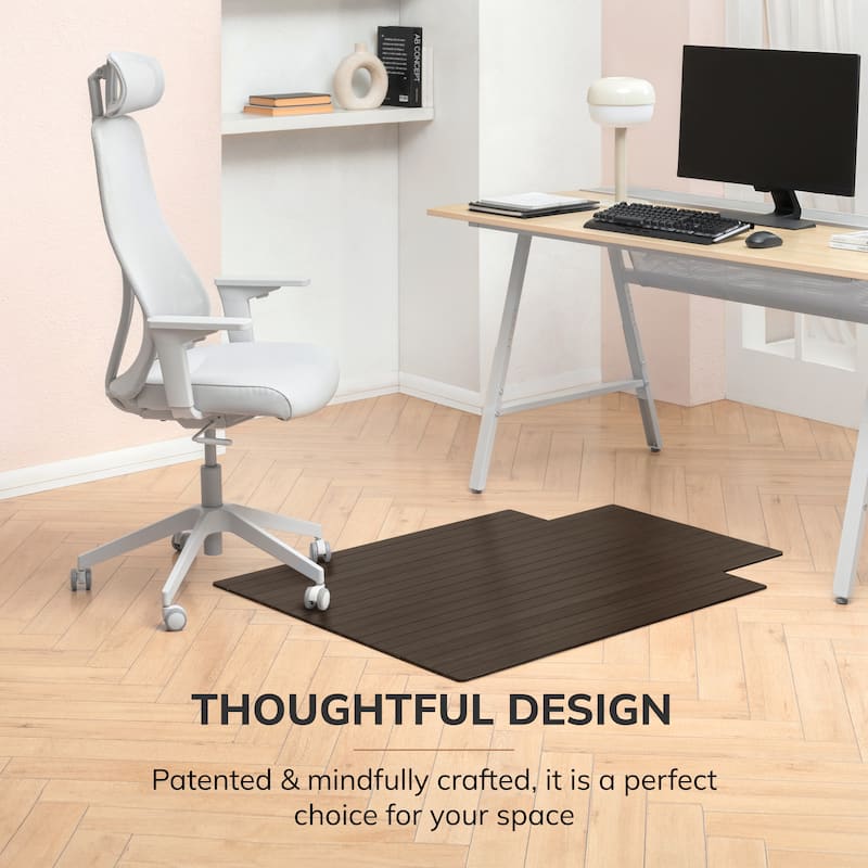 Jani Eco Bamboo Roll-up Rectangular Chair Mat with Lip - Durable and Eco-Friendly Chair Mat