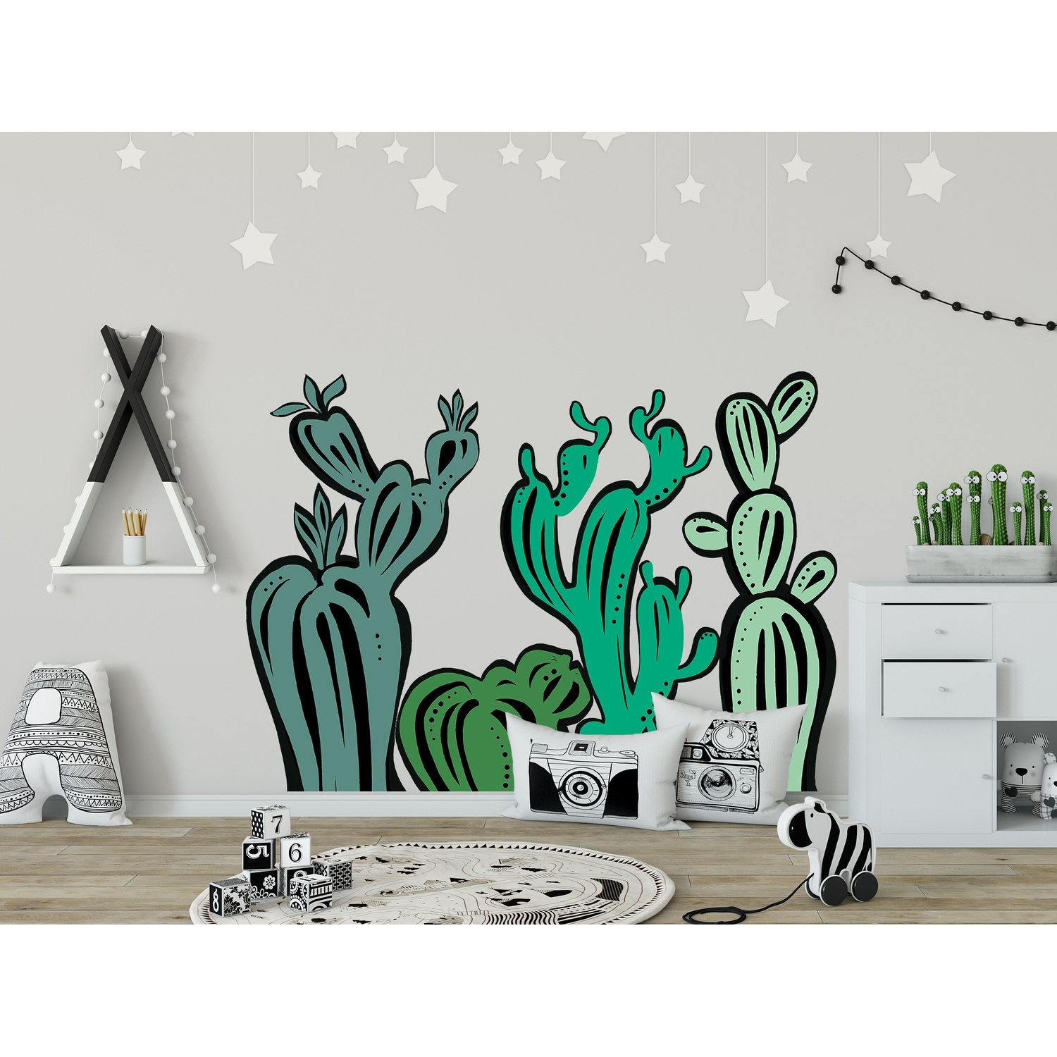 Eco Friendly Handdrawn Style Cactus Wall Decal Kids-image