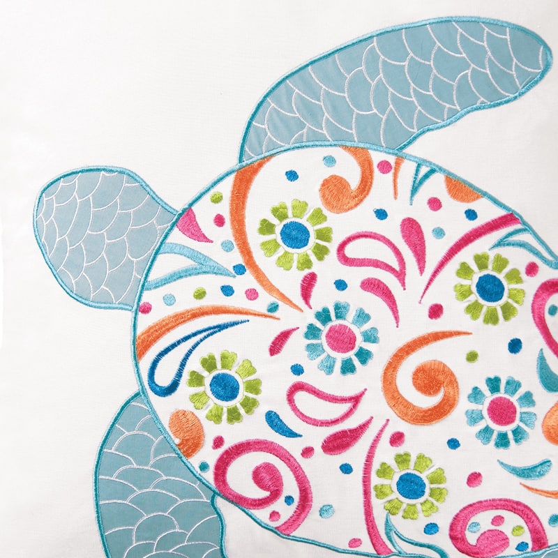 18" x 18" St. Kitts Turtle Embroidered Pillow