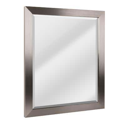 Head West Brushed Nickel Metal Rectangular Framed Beveled Wall Mirror - 26" x 32"